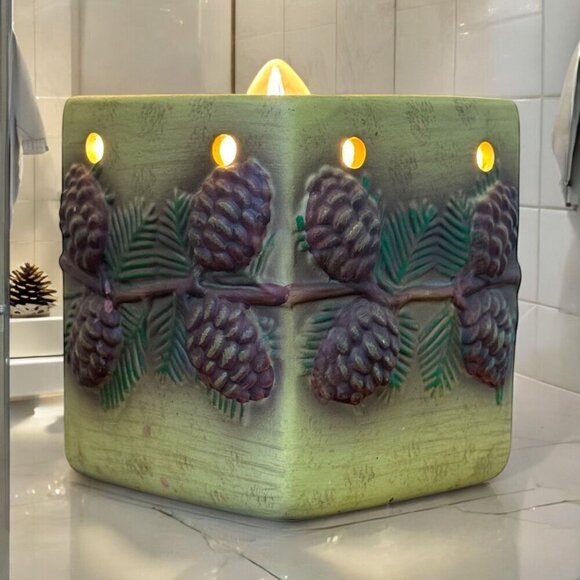 Scentsy Pinecone Wax Warmer No Lid, Tested Fall Rustic Retired 5" Height - Picture 1 of 15